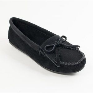 MINNETONKA MOCCASINS - BLACK SUEDE KILTY 8.5